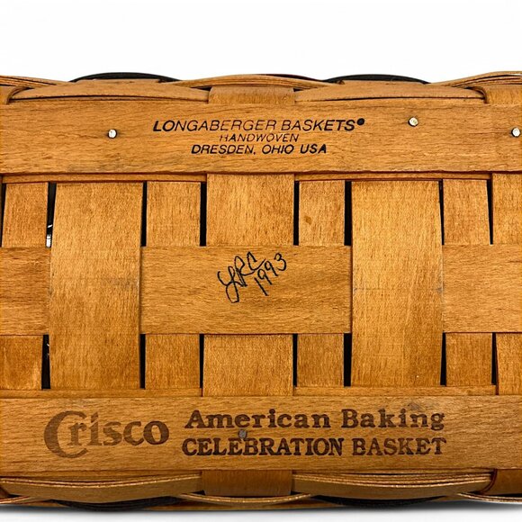 Longaberger Crisco Rectangle Bread Basket Handles With Plastic Liner  1993  USA - Picture 6 of 9